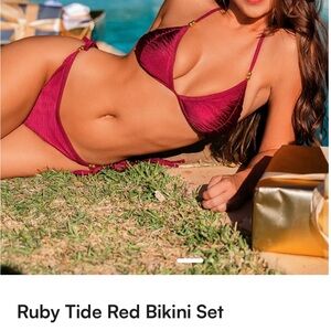 Cupshe Ruby Tide Red Bikini Set